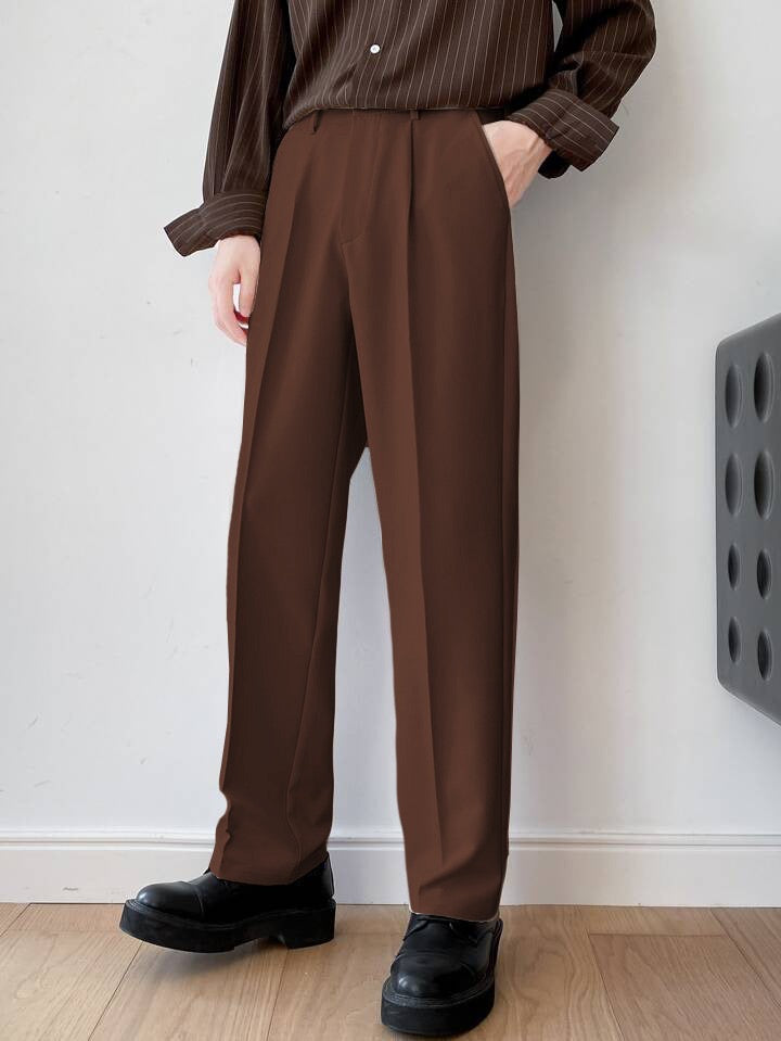 Korean Style] Beige/Black Casual Straight Pants – Ordicle